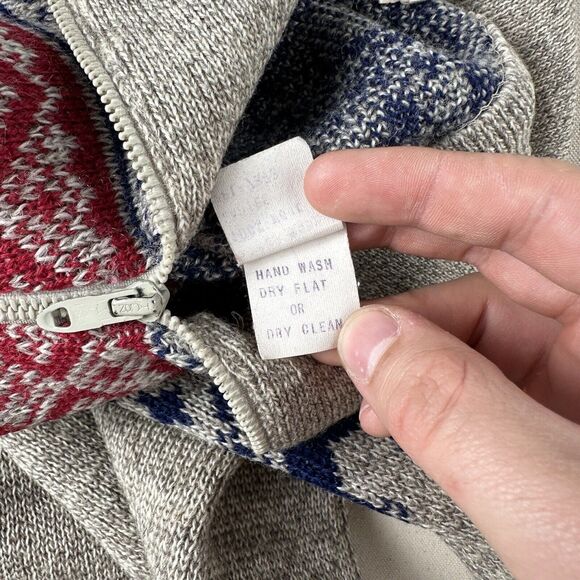 Vintage LL Bean Sweater Women’s Medium Fair Isle Collared 1/4 Zip - Picture 11 of 16